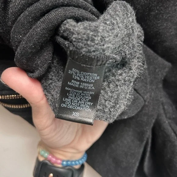 AVIATOR NATION Women’s Dark Grey Hoodie with Smily Face - Size X-Small - Picture 4 of 12